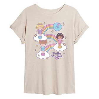 Juniors' Polly Pocket Dolls and Rainbows Oversized Tee