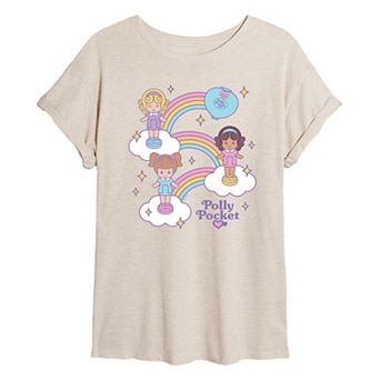 Juniors' Polly Pocket Dolls and Rainbows Oversized Tee