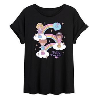 Juniors' Polly Pocket Dolls and Rainbows Oversized Tee