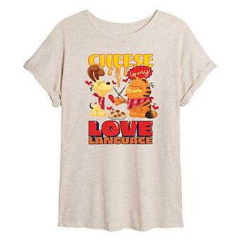 Juniors' Garfield Cheese Is My Love Language Oversized Tee