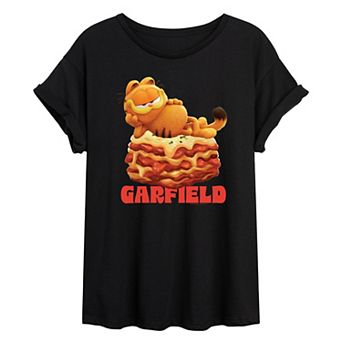 Juniors' Garfield Lasagna Oversized Tee