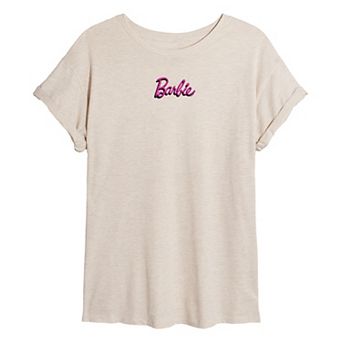 Juniors' Barbie Logo 3D Oversized Tee