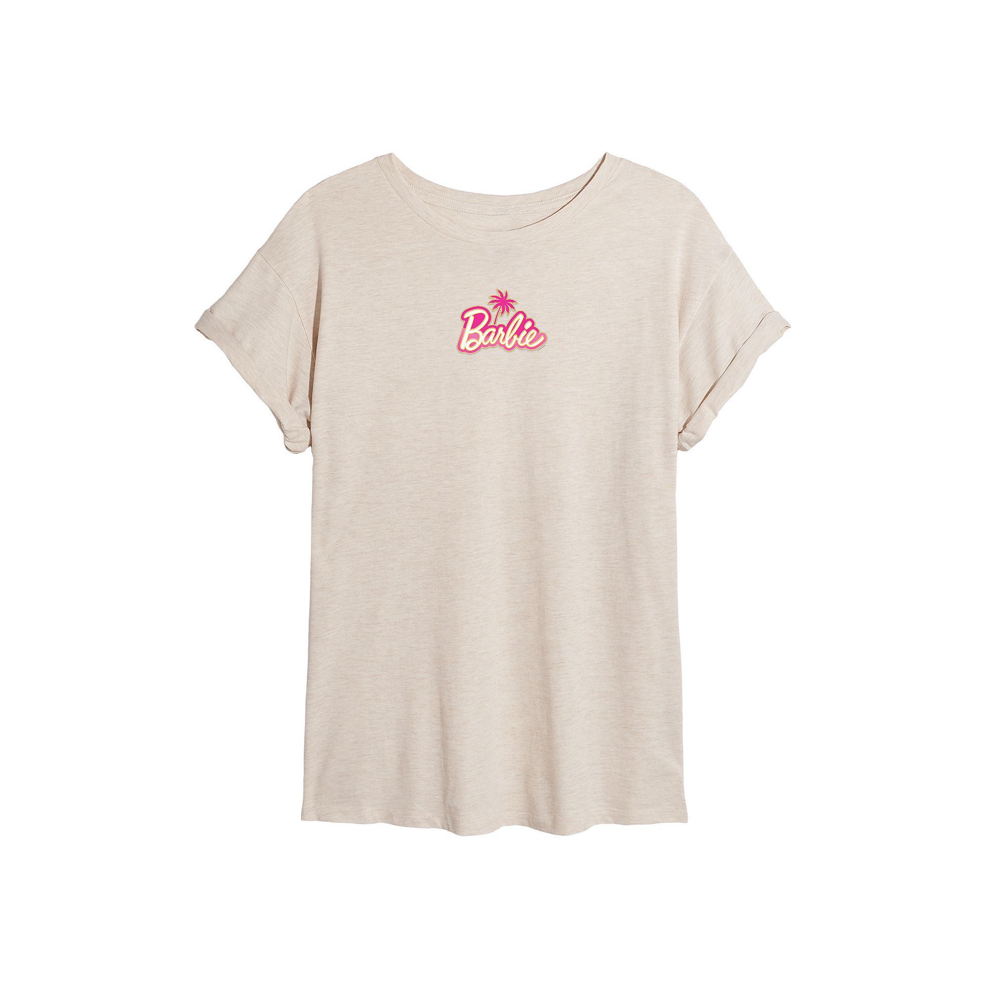 Juniors Barbie® Palm Tree Oversized Tee, Girls, Size: Small, Beige