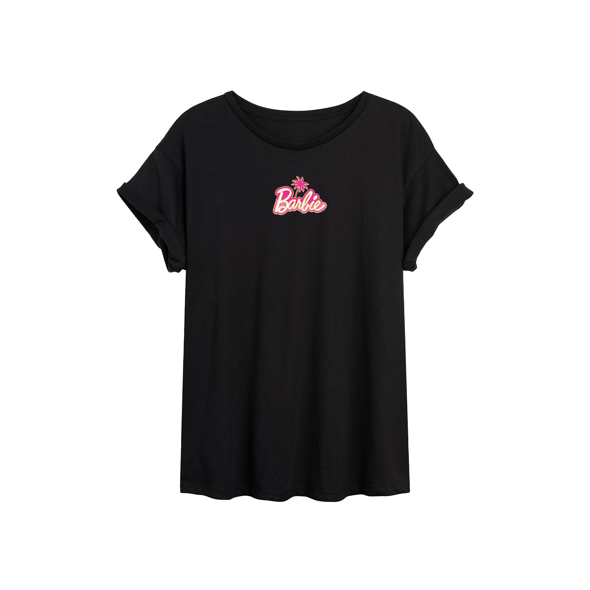 Juniors Barbie® Palm Tree Oversized Tee, Girls, Size: Small, Black