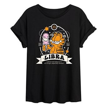 Juniors' Garfield Libra Oversized Tee