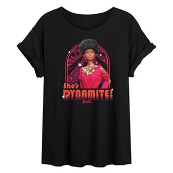 Juniors' Barbie® She's Dynamite! Oversized Tee