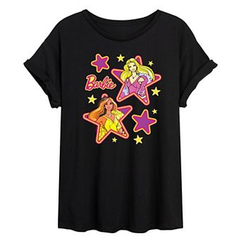 Juniors' Barbie® 70's Superstar Oversized Tee
