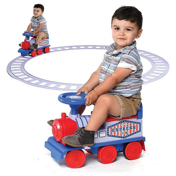 Ride On Toy Train with 16 Tracks Ride On Train with Electric Features and Music Storage Seat