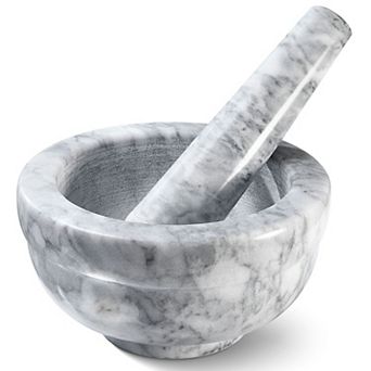 Mortar and Pestle Set, Small Grinding Bowl Set Holds Up to 3oz - 4.5x2 Inch, Marble Gray