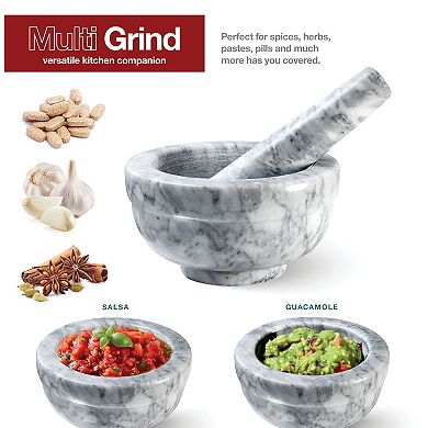 Mortar and Pestle Set, Small Grinding Bowl Set Holds Up to 3oz - 4.5x2 Inch, Marble Gray