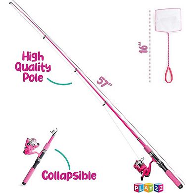 Kids Fishing Pole Pink - 40 Pc Kids Fishing Rod and Reel Combos - Fishing Poles for Youth Kids