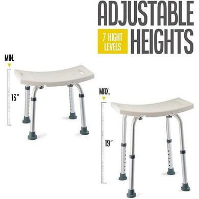 Shower Bench With 8 Adjustable Heights, Portable And Anti Slip With Scrubber And Additional Sponge