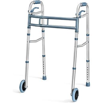 Aluminum Walker With Wheels Adjustable Walker, Folding Walker With Arm Support Walker And 2 Wheels