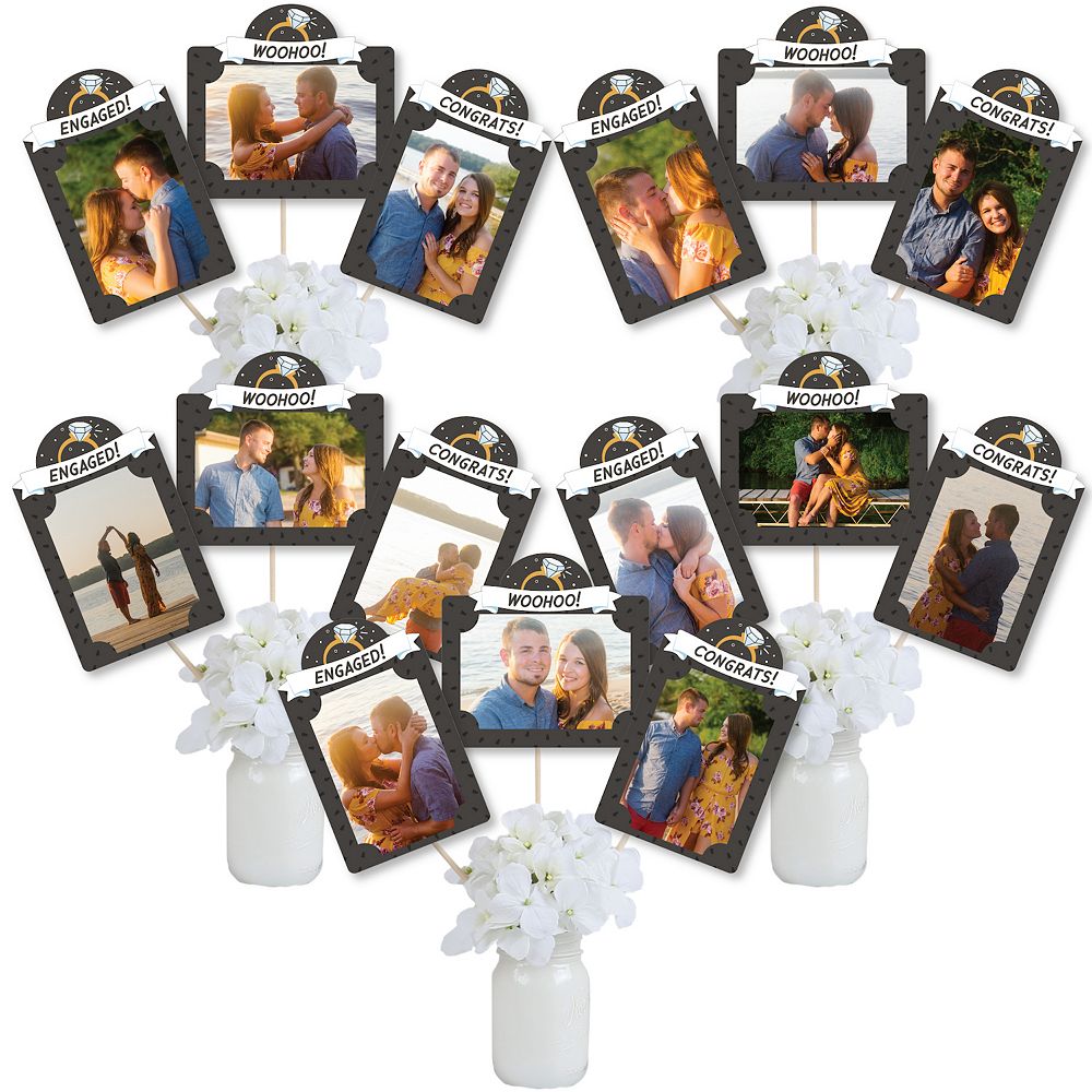 Big Dot Of Happiness Just Engaged - Black And White - Centerpiece Photo ...