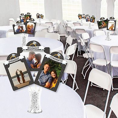Big Dot Of Happiness Just Engaged - Black And White - Centerpiece Photo Table Toppers - 15 Pieces