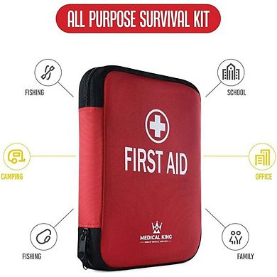 First Aid Kit With 360pcs  Great For Most Injuries, Travel, Work, Home And Outdoor Emergencies