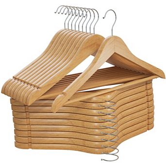 Wooden Hangers 30 Pack - Natural Solid Wood Hangers Non Slip Coat Hangers