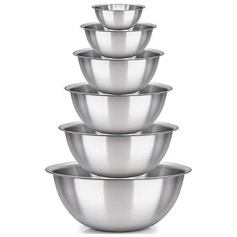 Mixing Bowl Set of 6 - Stainless Steel Kitchen Bowls - Includes ¾, 2, 3.5, 5, 6, 8-qt