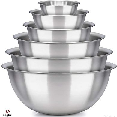 Mixing Bowl Set of 6 - Stainless Steel Kitchen Bowls -  Includes ¾, 2, 3.5, 5, 6, 8 Quart