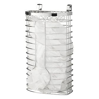 Plastic Bag Storage Holder in Chrome - Over the Cabinet Kitchen Organizer or Wall Mount