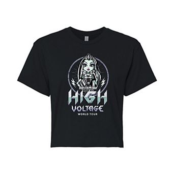Juniors' Monster High Frankie Stein High Voltage World Tour Cropped Tee