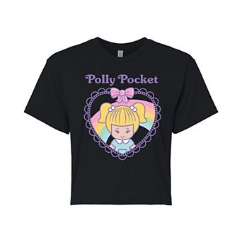 Juniors' Polly Pocket Quilted Heart Cropped Tee