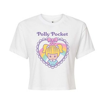 Juniors' Polly Pocket Quilted Heart Cropped Tee