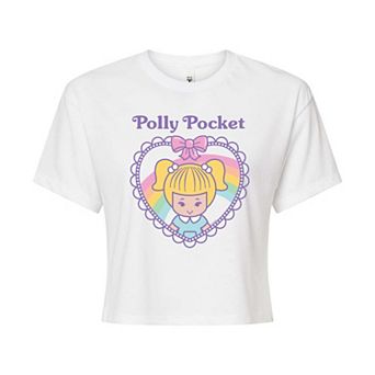 Juniors' Polly Pocket Quilted Heart Cropped Tee