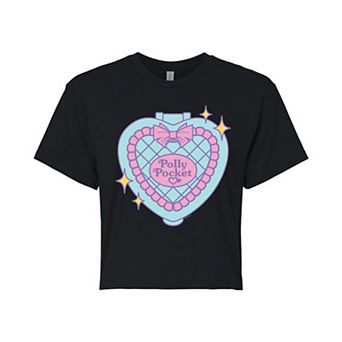 Juniors' Polly Pocket Quilted Heart Case Cropped Tee