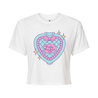 Juniors' Polly Pocket Quilted Heart Case Cropped Tee