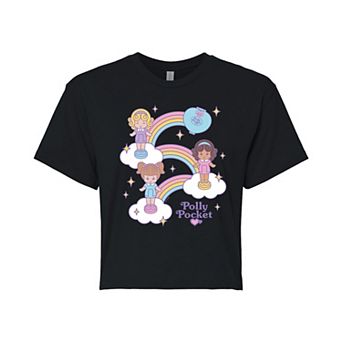Juniors' Polly Pocket Dolls and Rainbows Cropped Tee
