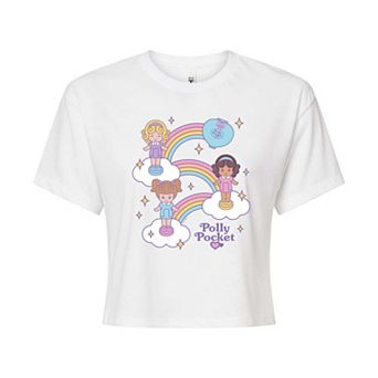 Juniors' Polly Pocket Dolls and Rainbows Cropped Tee