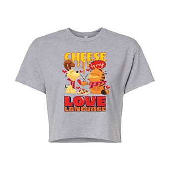 Juniors' Garfield Cheese Is My Love Language Cropped Tee