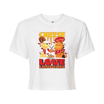 Juniors' Garfield Cheese Is My Love Language Cropped Tee