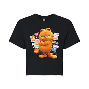 Juniors' Garfield Snack Icons Cropped Tee