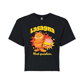 Juniors' Garfield Lasagna Next Question Cropped Tee