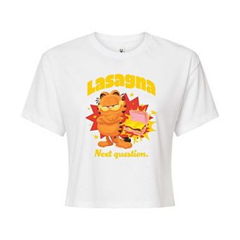 Juniors' Garfield Lasagna Next Question Cropped Tee