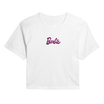 Juniors' Barbie® Logo 3D Cropped Tee