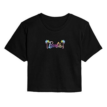 Juniors' Barbie® Palm Trees Cropped Tee