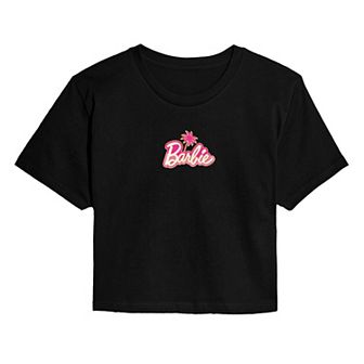 Juniors' Barbie® Palm Tree Cropped Tee