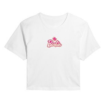 Juniors' Barbie® Palm Tree Cropped Tee