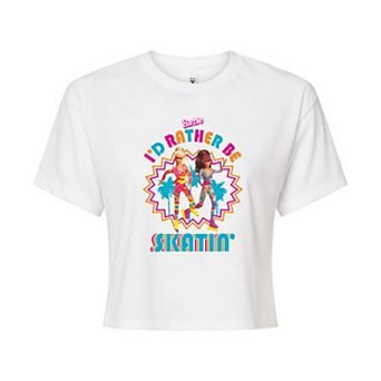 Juniors' Barbie® I'd Rather Be Skatin' Cropped Tee