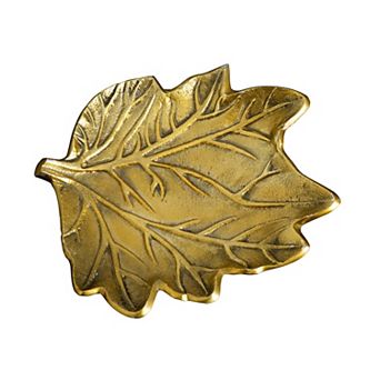 nearly natural Gold Finish Tree of Life Leaf Decorative Tray
