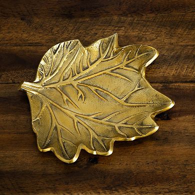 nearly natural Gold Finish Tree of Life Leaf Decorative Tray