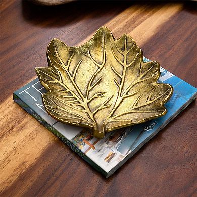 nearly natural Gold Finish Tree of Life Leaf Decorative Tray