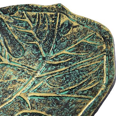 nearly natural Aged Brass Finish Leaf Shaped Decorative Tray