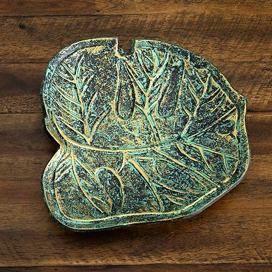 nearly natural Aged Brass Finish Leaf Shaped Decorative Tray