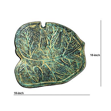 nearly natural Aged Brass Finish Leaf Shaped Decorative Tray