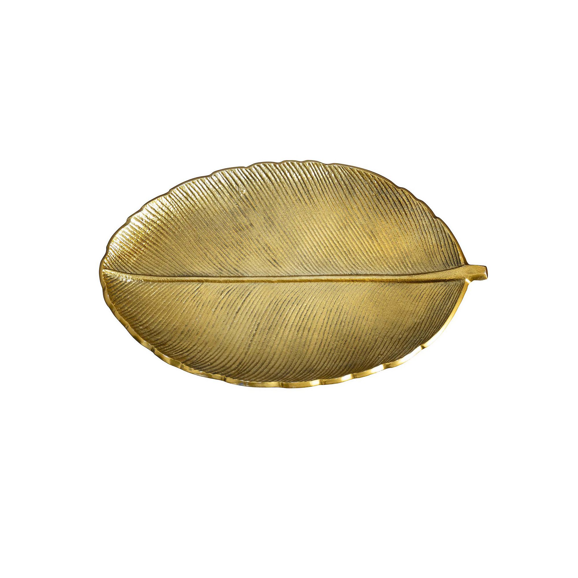 nearly natural Oval Gold Finish Leaf Decorative Tray