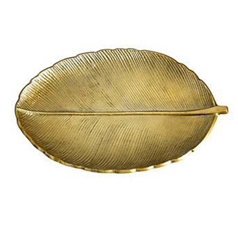 nearly natural Oval Gold Finish Leaf Decorative Tray
